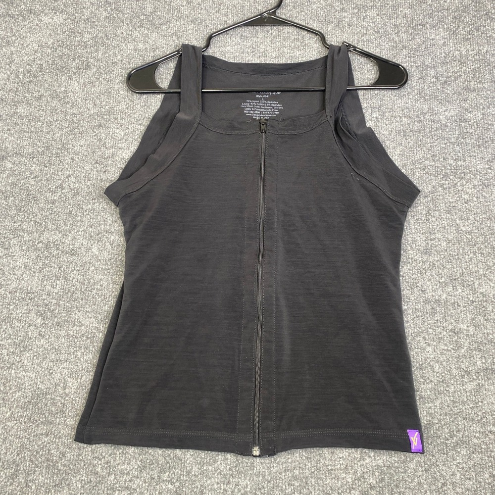 Design Veronique 641 Womens Black Compression Zipper Front Camisole Vest Large